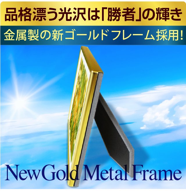 金属製ゴールドメタルフレームを採用、美しい光沢は「金運」の輝き!Gold Steel Frame
