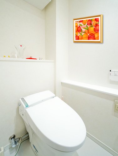 風水果実アート 三柑の実（橙ダイダイ）のトイレに飾ったイメージ