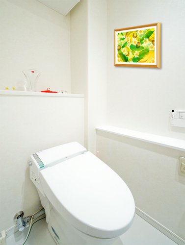 風水果実アート バナナ＆ヤシ＆フランジパニのトイレに飾ったイメージ