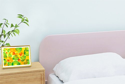 風水果実アート プレミアム マンゴー＆モンステラ、プライベートルームに飾ったイメージ