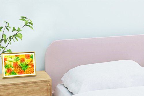 風水果実アート プレミアム パイナップル＆ハイビスカス、プライベートルームに飾ったイメージ