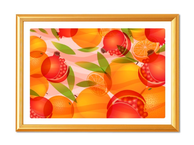 風水果実アート「三柑の実（黄金桃）」正面イメージ