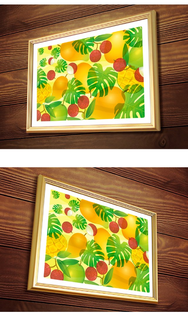 風水果実アートモンステラ＆ライチの様々な角度からのイメージ写真レフト