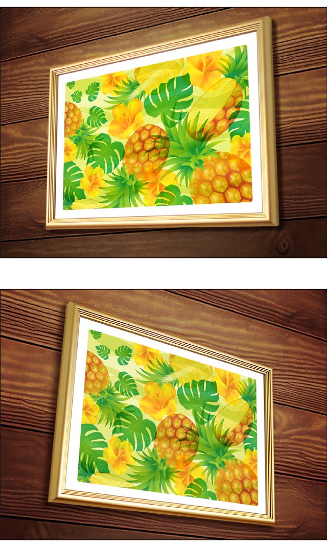 風水果実アートパイナップル＆モンステラの様々な角度からのイメージ写真レフト