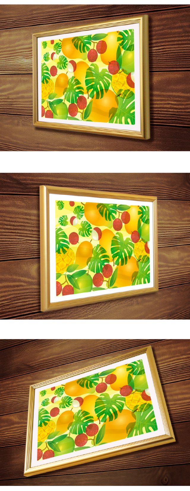 風水果実アートモンステラ＆ライチの様々な角度からのイメージ写真ライト