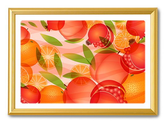 イラストファームドットコム 風水果実アート 三柑の実 橙 だいだい