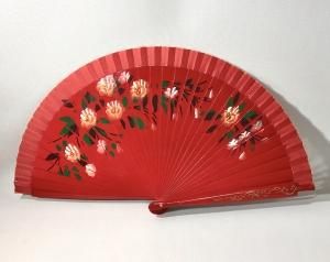 [新品］フラメンコ用アバニコ！！　スペイン製手作り品　ボルドーx白 小さなレース付きフラメンコダンス用扇子 | FlamencoExport
