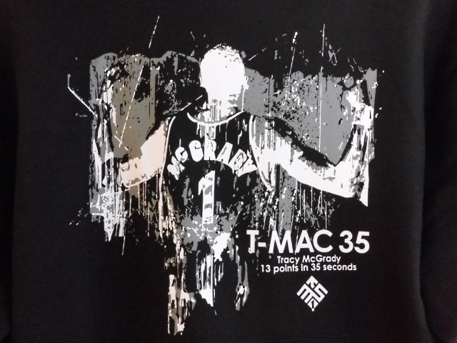 Ｔ－ＭＡＣ ３５ マグレディ バックプリント スェットフーディ 黒灰