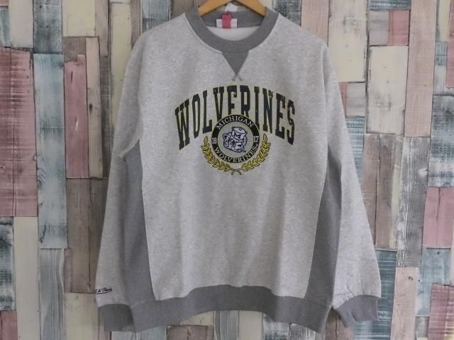 ミシガン大学 クルースウェット ヴィンテージ風トレーナー 灰