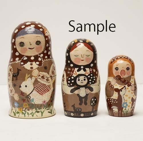 マトリョーシカ 大家族 最高級 オリガ・ミティナ作 マトリョーシカ 3個型 | GINZA HAKKO 木の香