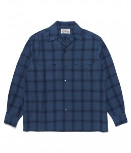 WACKOMARIA/ワコマリア/【送料無料】2021FW/OMBRAY CHECK OPEN COLLAR SHIRT ( TYPE-1 )(BLUE)/オンブレチェックシャツ