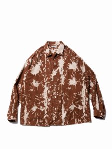 COOTIE PRODUCTIONS/クーティープロダクションズ/【送料無料】2021FW/Wolf Print Nel Open Collar Shirt(BROWN)/ネルシャツ