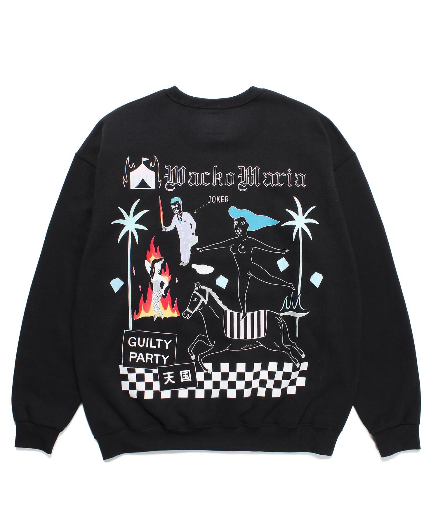 新発売 WACKO MARIA◇スウェット/XL/コットン/BLK XLサイズ以上