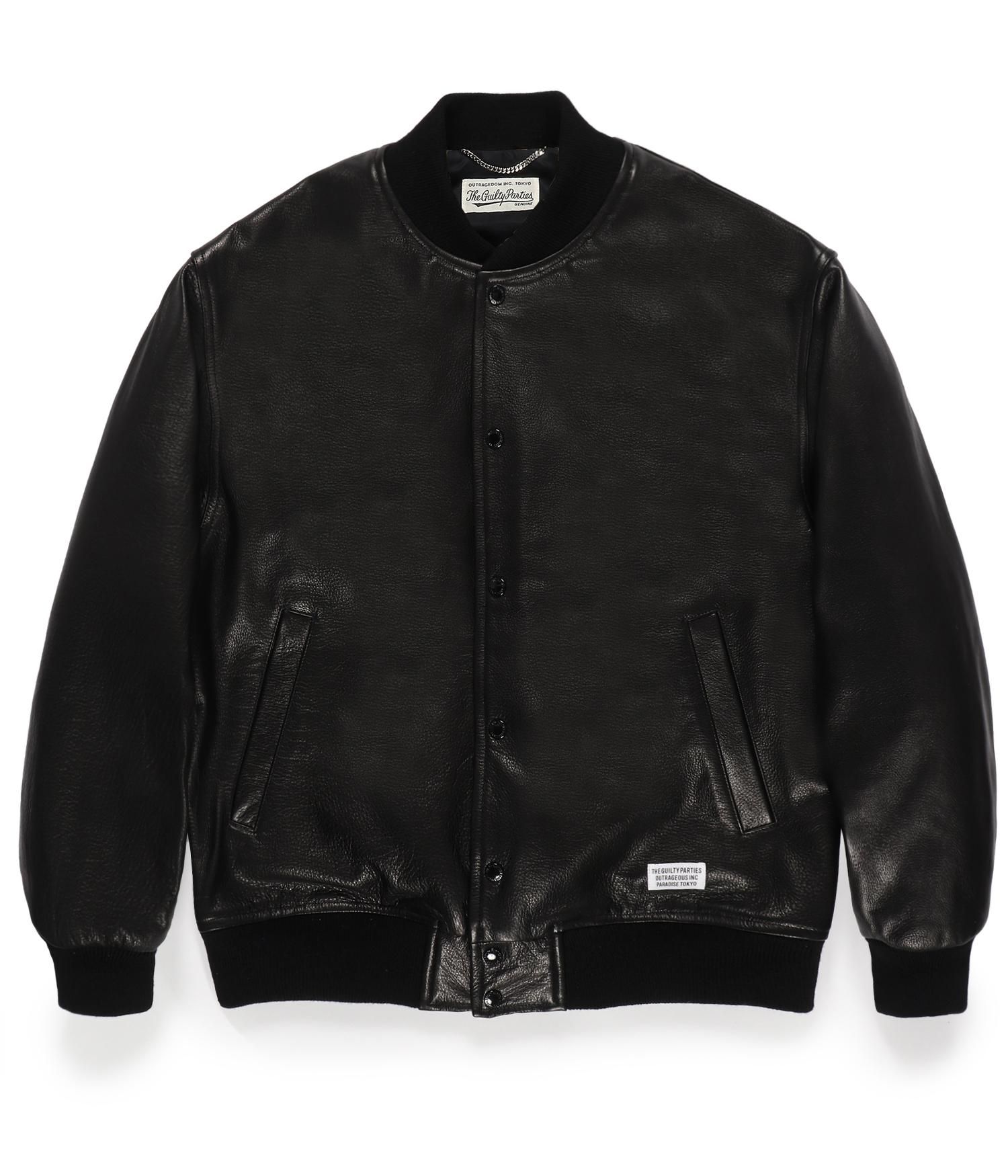 約68cmWACKO MARIA ワコマリア leather varsity jacket - レザージャケット