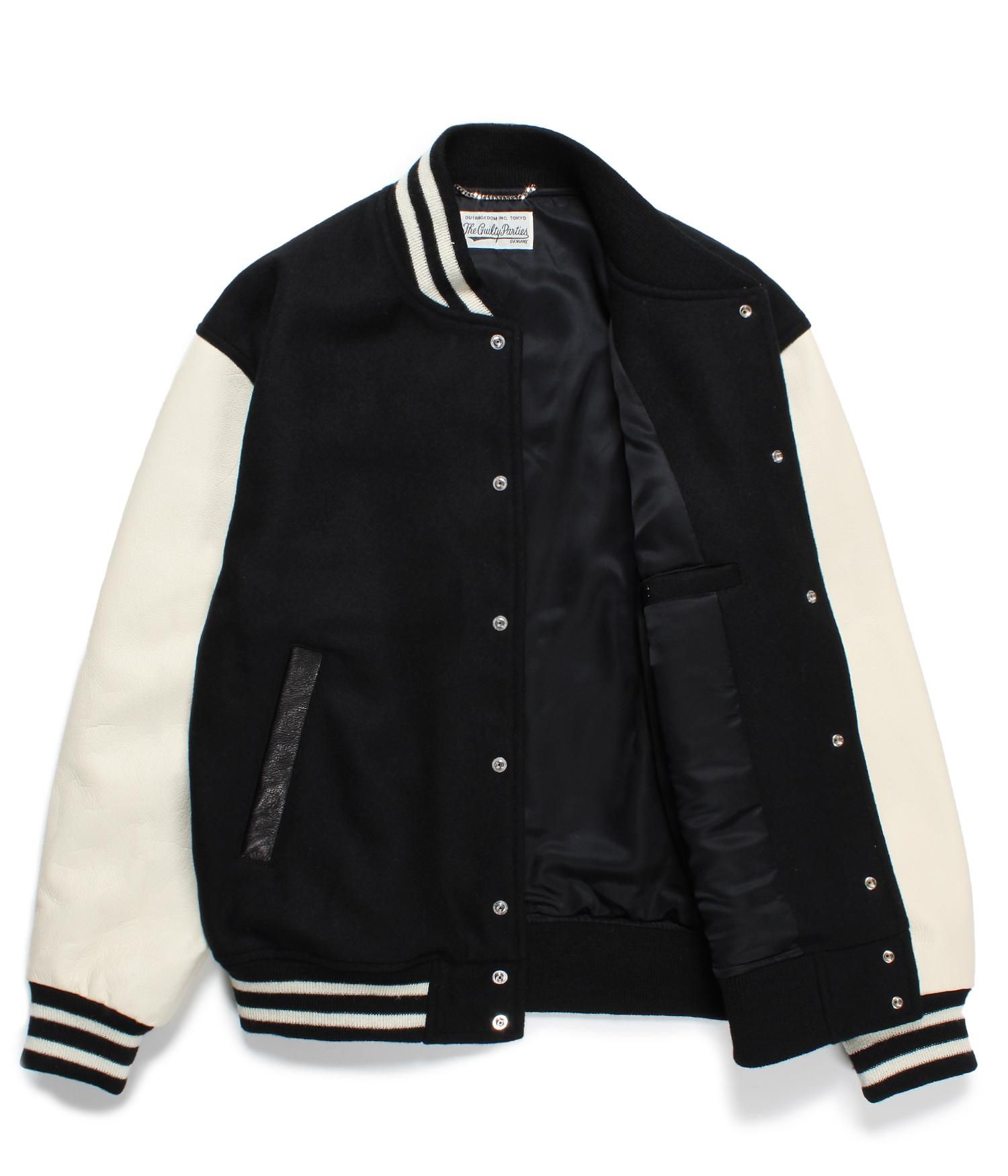 約68cmWACKO MARIA ワコマリア leather varsity jacket - レザージャケット