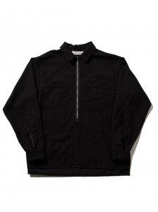 SandWaterr/ɥ/̵2024FW/RESEARCHED H/ZIP SHIRT / T/R/W MIX STRIPE SATIN(BLACK)/ϡեåץĤξʲ