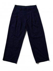 SandWaterr/ɥ/̵2024FW/RESEARCHED TUCK SLACKS / T/R/W MIX STRIPE SATIN(NAVY)/åξʲ