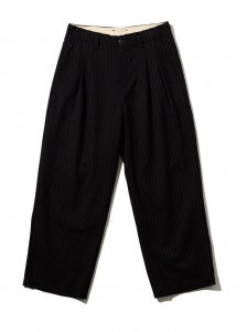 SandWaterr/ɥ/̵2024FW/RESEARCHED TUCK SLACKS / T/R/W MIX STRIPE SATIN(BLACK)/åξʲ