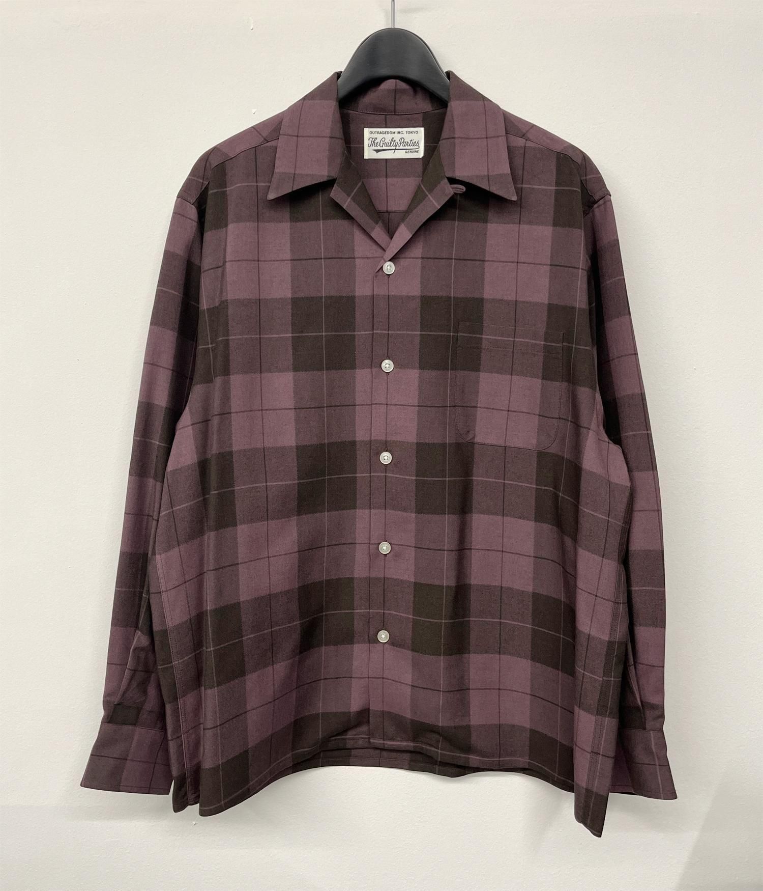 wacko maria オンブレチェック 半袖シャツ パープル WACKO MARIA/OMBRE CHECK OPEN COLLAR SHIRT（PURPLE