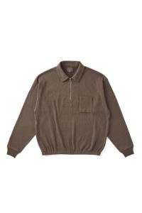 OLD JOE/ɥ硼/̵2025 AW & EARLY SPRING/QUATER ZIP SILK NEP RIBED SHIRTS(BARK)/åץĤξʲ