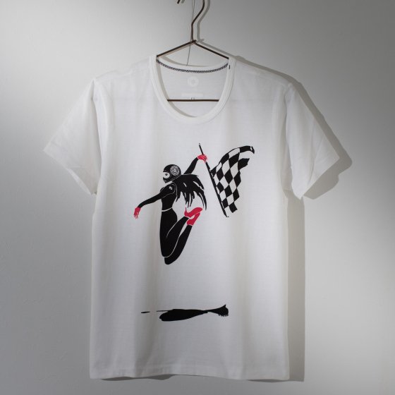 outlet バイクTシャツ 白 半袖 XS 「on your mark」<img class='new_mark_img2' src='https://img.shop-pro.jp/img/new/icons4.gif' style='border:none;display:inline;margin:0px;padding:0px;width:auto;' />