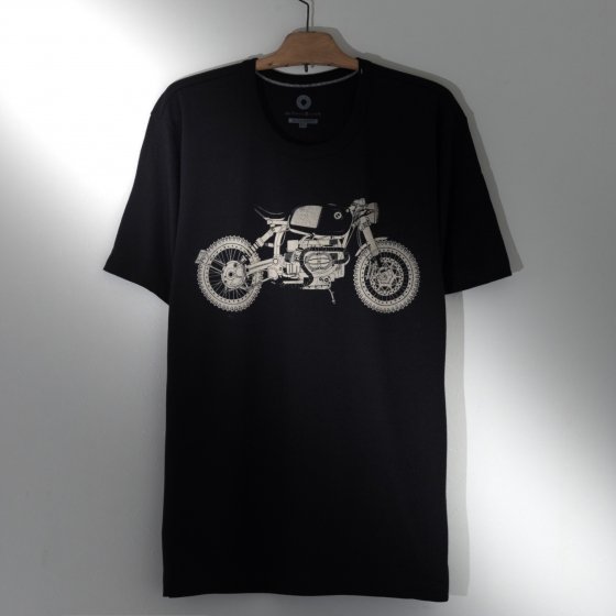 BLACK TEE - 白いTシャツと黒いバイク。