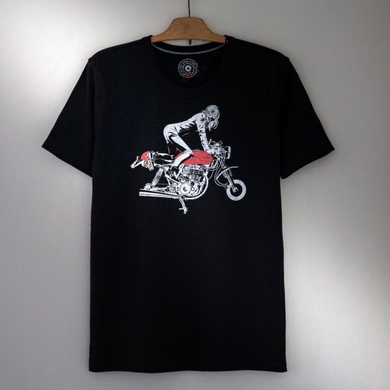 limited30】cafe racer -光進- YUコラボ - 白いTシャツと黒いバイク。