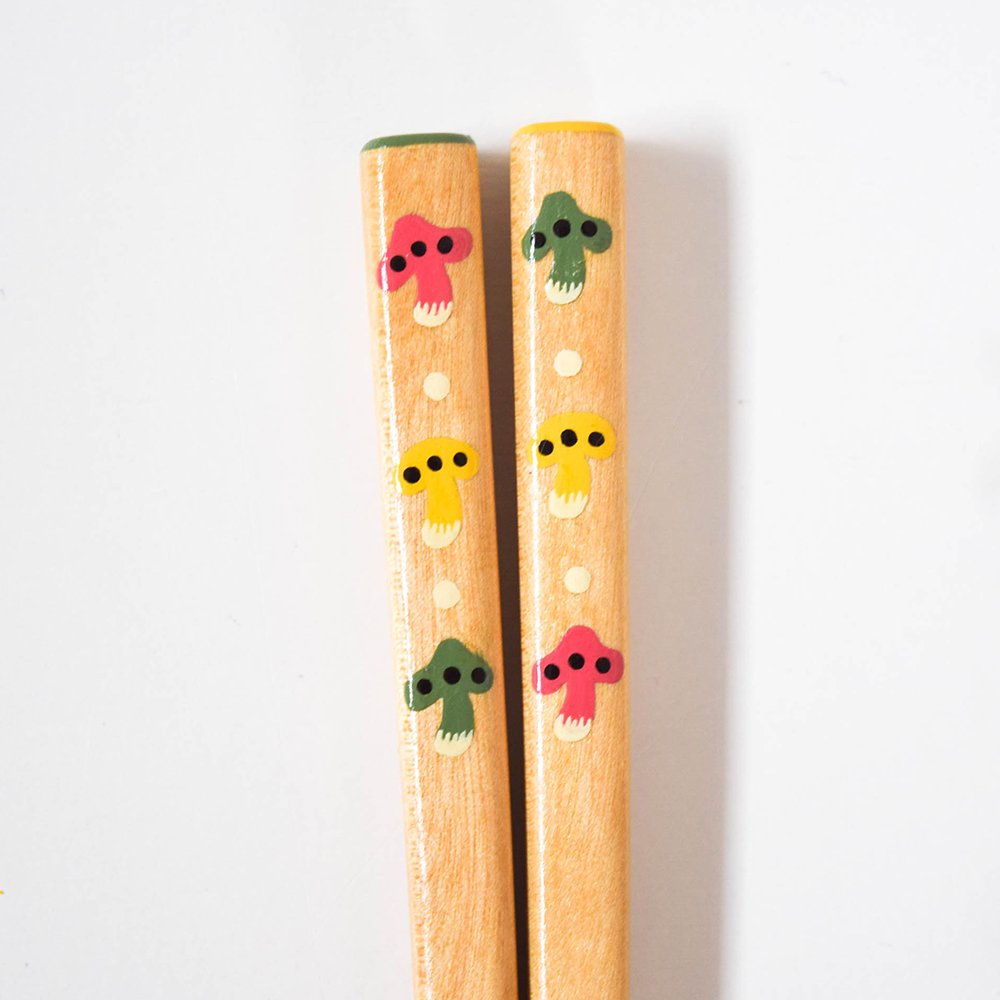 yuuyuu箸 シラカバの木  きのこ箸 ピンク・黄色・緑