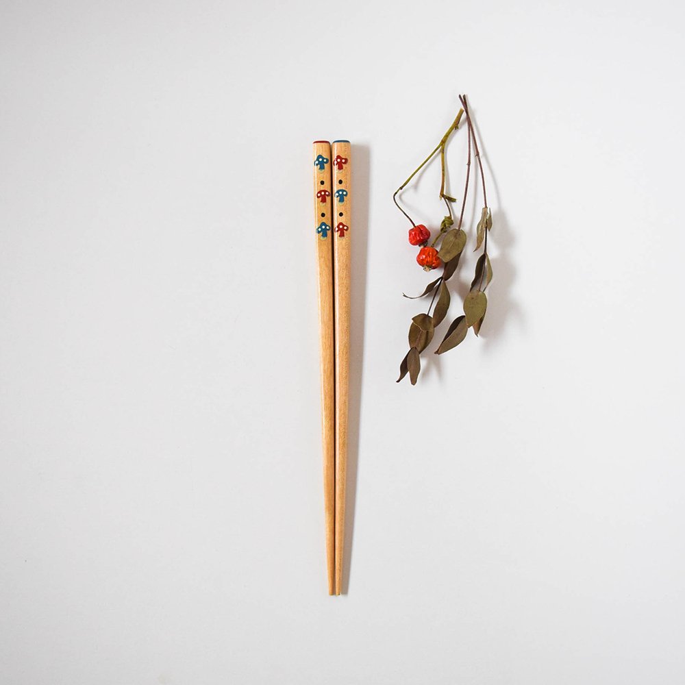 yuuyuu箸 シラカバの木  きのこ箸 赤青