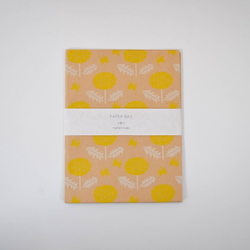 mameritsuko PAPER BAG  たんぽぽ小さめ ナチュラル×黄色×白