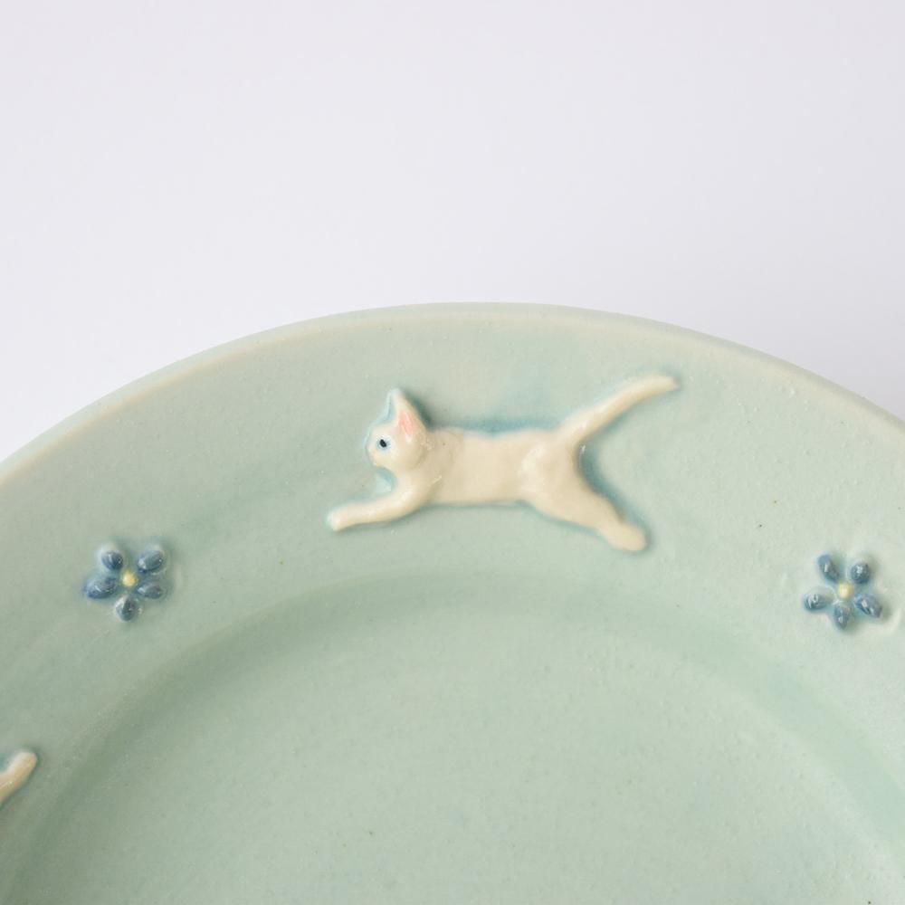 佐々木忍　猫　皿 佐々木忍 動物小皿 ミントグリーン ネコ - SLOW MARKET （スロー