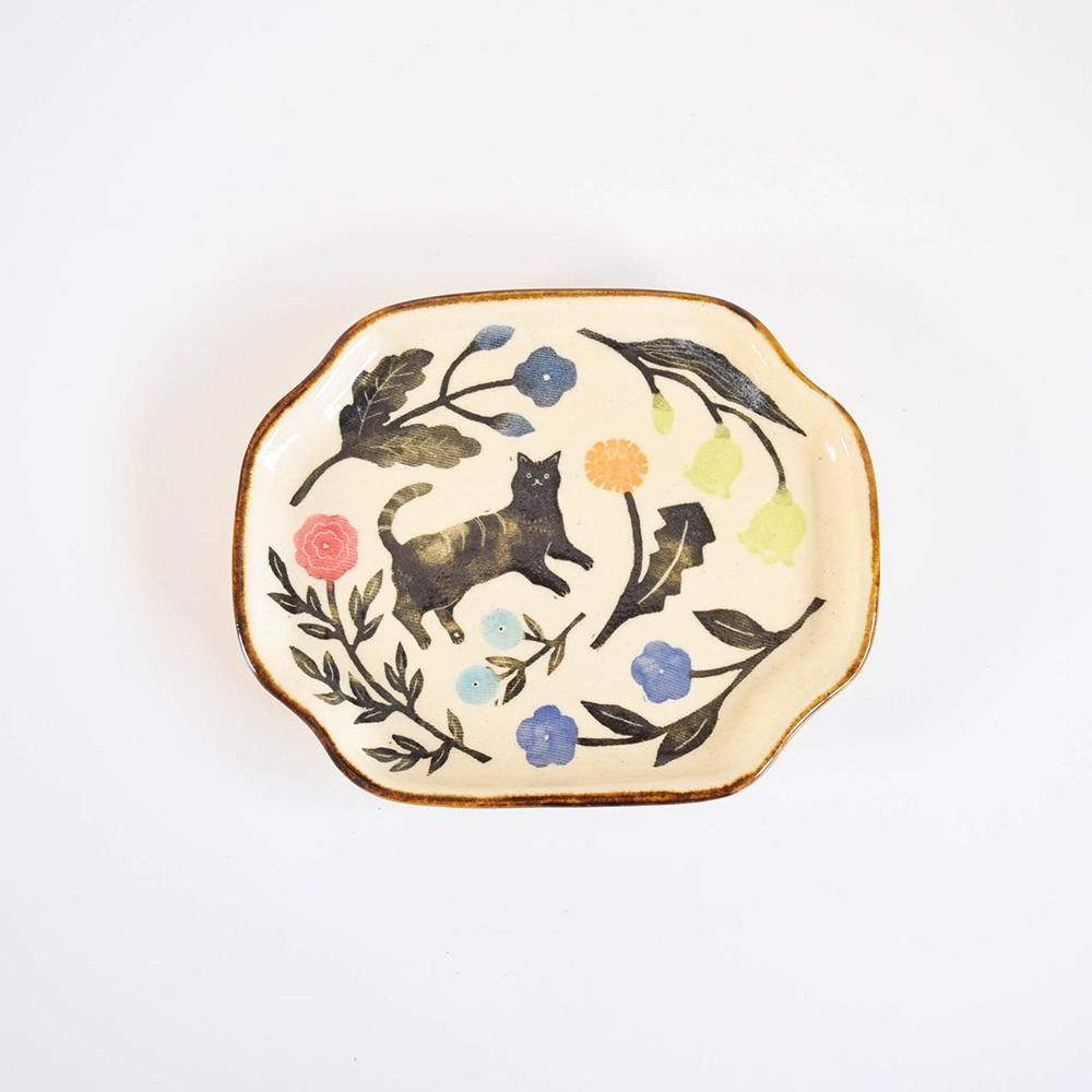 なかがきともこ　コンポート皿 粉引絵付けコンポート｜七ツ花型｜鳥｜陶器｜なかがきともこ｜和