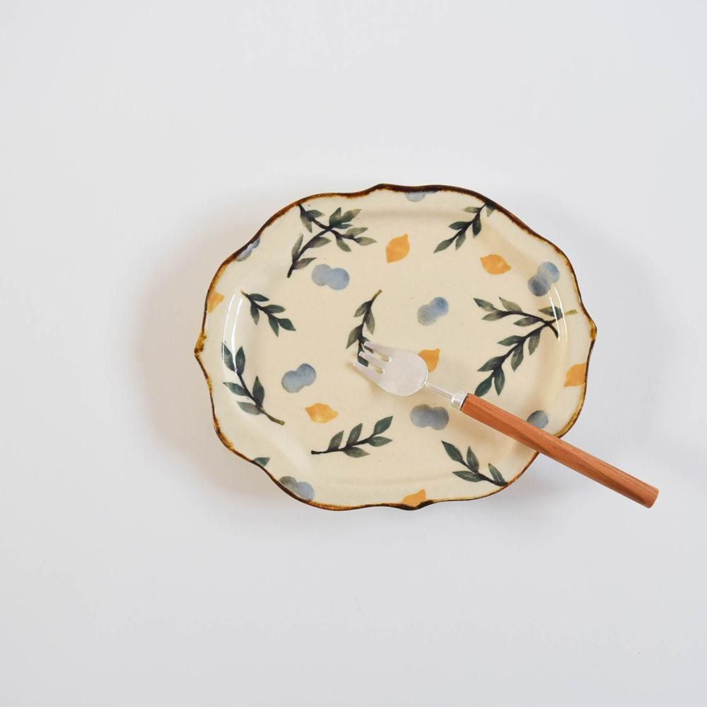 粉引絵付けコンポート｜七ツ花型｜鳥｜陶器｜なかがきともこ｜和