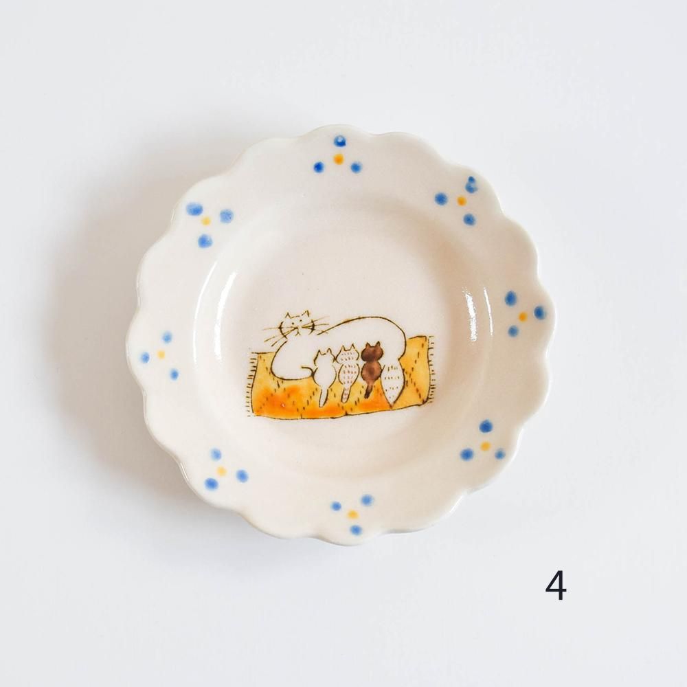 すずきあきこ　オーバル　ピンク皿 すずきあきこ 花型皿 小 花と猫 E - SLOW MARKET （スロー