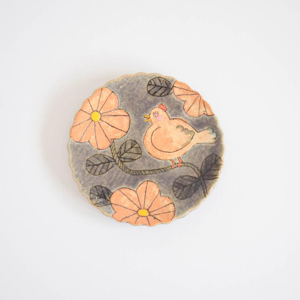 美術品 陶器 鳥と鶏の絵柄