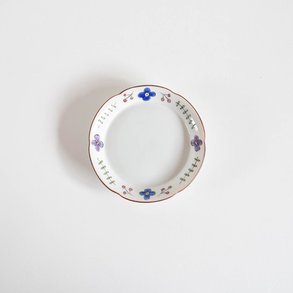 小林加奈 3.3寸  色絵花輪皿