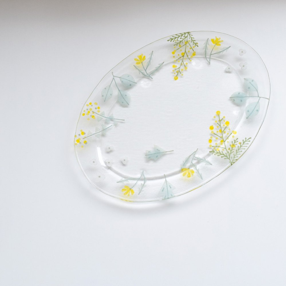 沖　知江子  植物MIX 楕円リム大皿