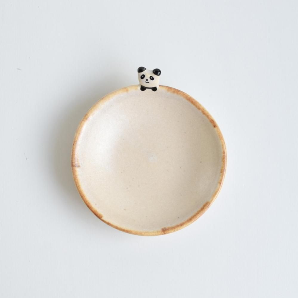 値引 豆皿 パンダ （パンダのうつわ 「ちびパンダxてんとう虫」丸豆 工芸品