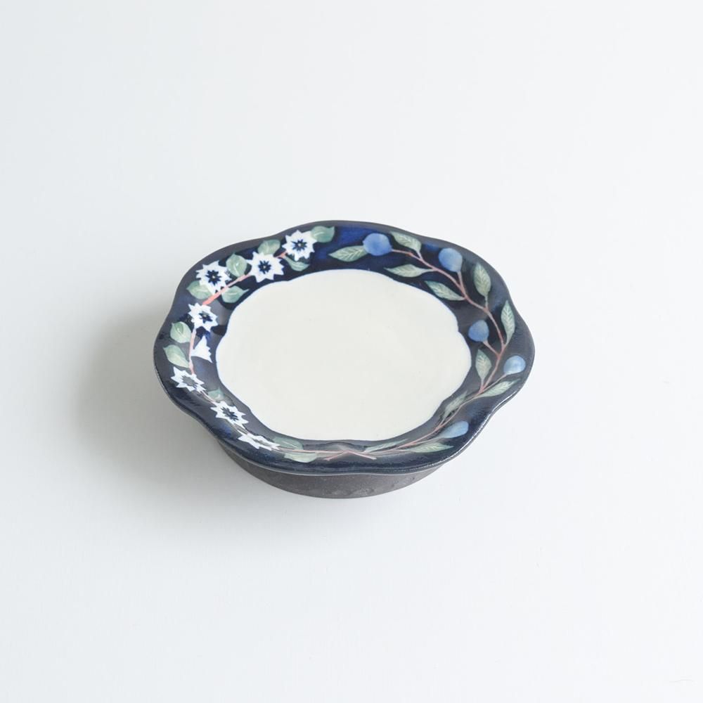 粉引絵付けコンポート｜七ツ花型｜鳥｜陶器｜なかがきともこ｜和