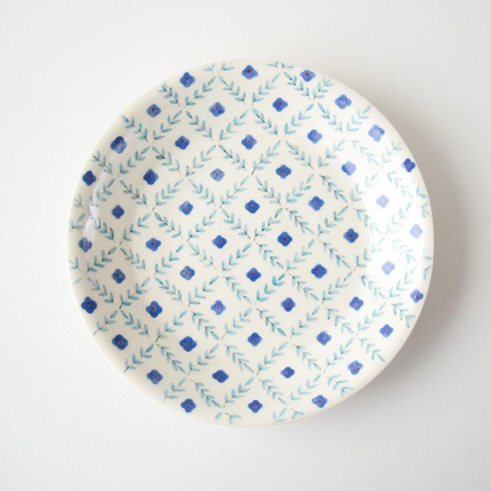 美品 未使用 村田森さん 青瓷輪花菱形皿
