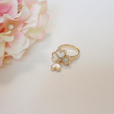 mother of pearl 4dropheart ring（ゴールド）