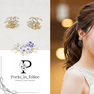 Ͳİ Bijou  Ribbon Cz CC pierce  earring