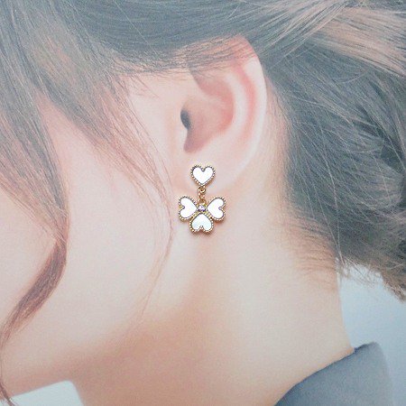 mother of pearl 4dropheart pierce&earring（ゴールド） |  高品質なマザーオブパールを使用した幸せの４ハートシリーズピアス＆イヤリング - Porta la felice