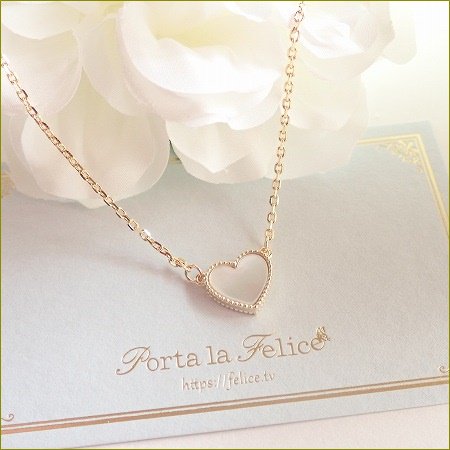 Happy heart＊Mother of Pearl sweetheart Necklace（ゴールド）