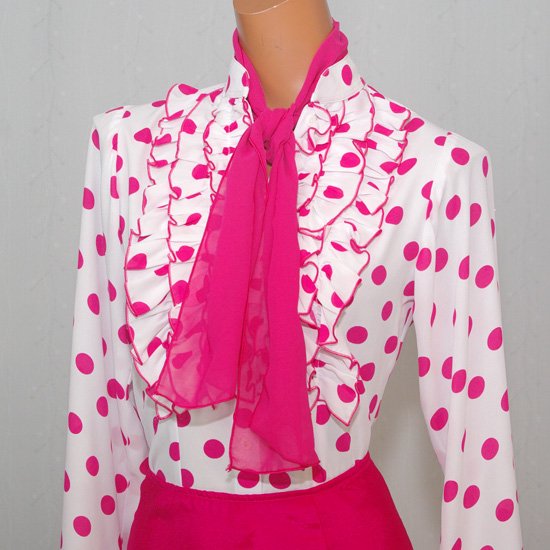 パニュエロ（スカーフ）　角型　フクシア（ピンク） - オリジナル フラメンコ衣装「12DOCE del FLAMENCO ドセデルフラメンコ」