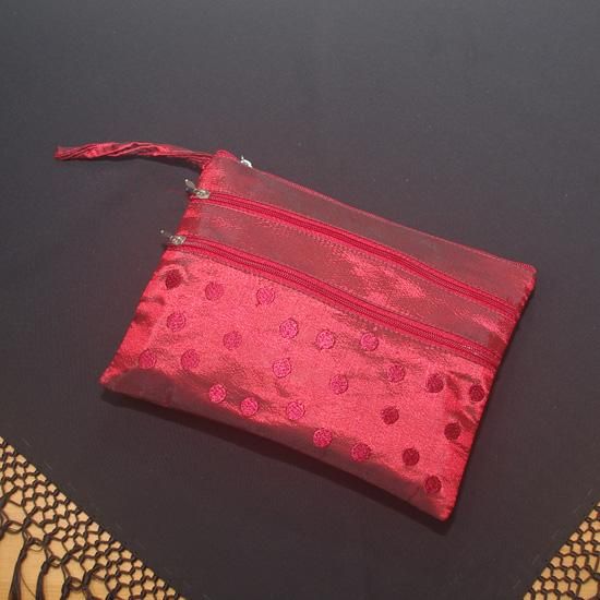 刺繍水玉ファスナーポーチ ホルダー付き - オリジナル フラメンコ衣装
