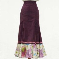 LunaLunera ”コーデュロイスカート　パープル　フリル花柄 　大きめサイズ
