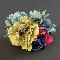 フラメンコ ゴールドxブーゲンビリアブロケード生地　チャレコ スペイン製 ブーケ（花）Bouquets - オリジナル フラメンコ衣装「12DOCE del