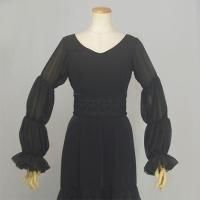 【新品】DOCE del FLAMENCO 黒レースブラウス ストレッチレース素材のフロントフリルスタンドカラーブラウス
