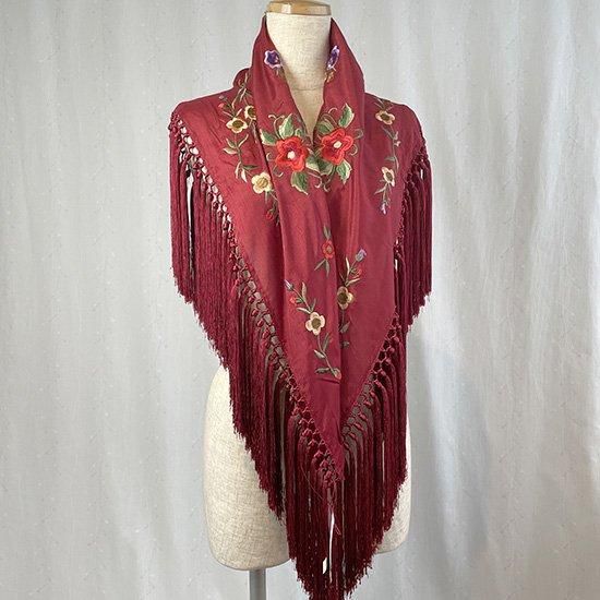 スペイン製 フラメンコ マントンシージョ 刺繍 ラベンダー色